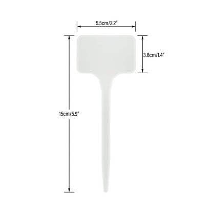 KINGLAKE GARDEN Large Plastic Plant Labels 6 Inch 50 Pack White Sturdy Extra Large T-Style Plastic Plant Labels for Flower beds,Plant pots