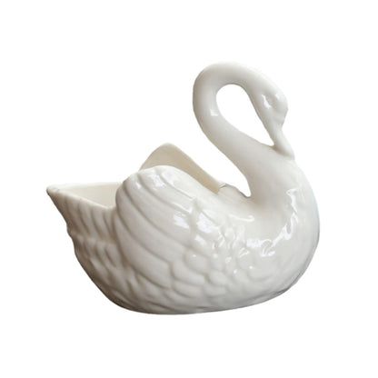 BCOATH White Swan Succulent Planter Pot - Household Plant Container - Decorative Succulents Pot Planter - Outdoor Decor - Animal Statue Ceramics Candle Holder - No Holes