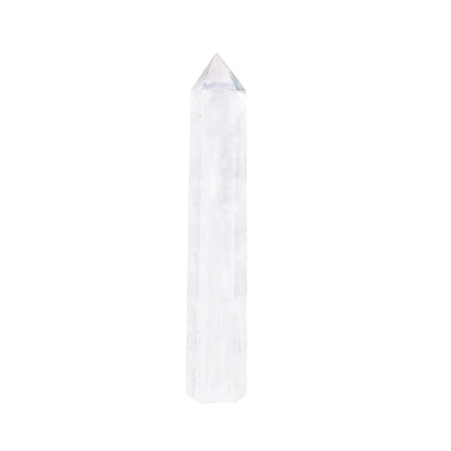 Apengshi Large Clear Quartz Natural Healing Crystal Tower 5.9"-6.3" 6 Faceted Single Point Chakra Crystal Wand Energy Meditation Stone Home Decor Collection Gift