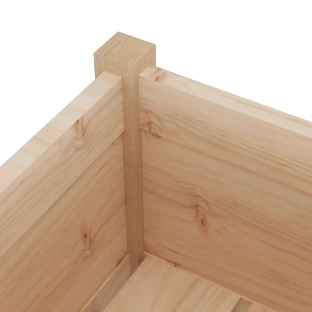 Large Outdoor Planter Box for Plants and Flowers, Solid Pine Wood Garden Planter 12.2x12.2x27.6 Inches, Rustic Square Raised Bed for Patio Balcony Terrace, Durable Natural Wood Finish, Easy Assembly