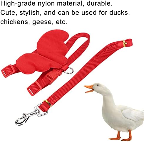 Duck Harness and Adjustable Chicken Walking Harness Breathable Pet Vest for Duck Chicken Hen Training Walking Basic Leashes [Red XS]
