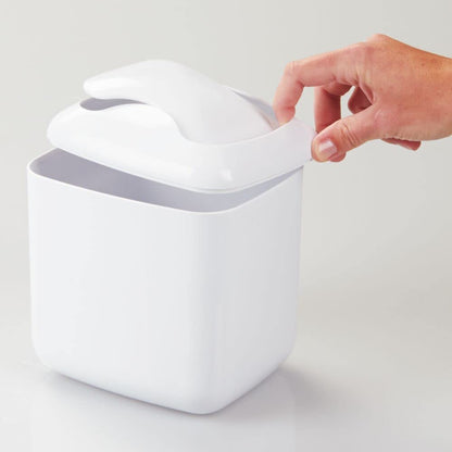 MetroDecor mDesign Wastebasket Trash Can for Bathroom Vanity Countertops, White