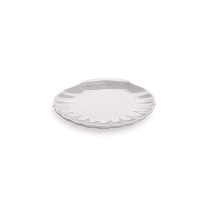 Restaurantware 3.1 x 2.9 Inch Shell Plates 10 Chip-Resistant Mini Tasting Plates - Serve Hors D'oeuvres Desserts or Snacks For Samples or Individual Portions White Porcelain Appetizer Plates