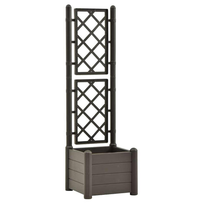 Garden Planter Anthracite, Decorative Polypropylene Pot with Trellis, Indoor Outdoor Use for Climbing Plants