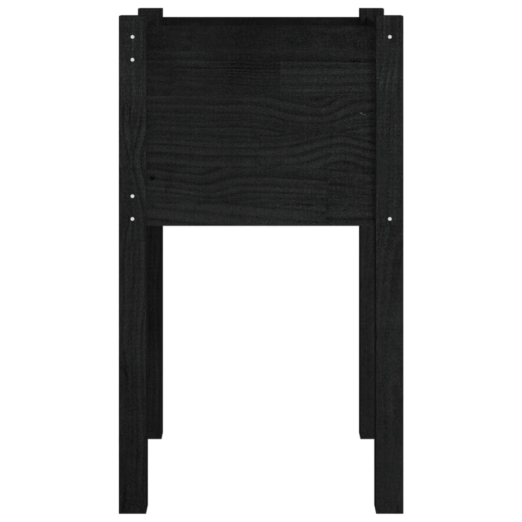 Yisssmeng Rustic Black Square Garden Planter 15.7" Solid Pinewood Outdoor Box with Matte Finish for Balcony Patio Vegetable Flower Herb