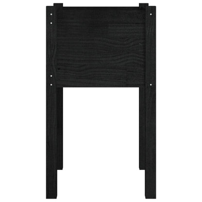 Yisssmeng Rustic Black Square Garden Planter 15.7" Solid Pinewood Outdoor Box with Matte Finish for Balcony Patio Vegetable Flower Herb