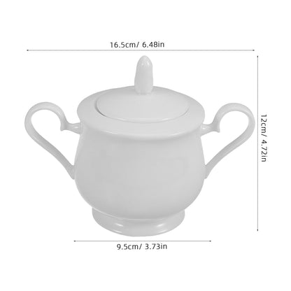 PRETYZOOM 12.5oz Ceramic Sugar Bowl with Lid, Small Porcelain Storage Jar for Kitchen Counter, Multi-Functional Storing Pot for Sugar, Loose Tea, Condiment