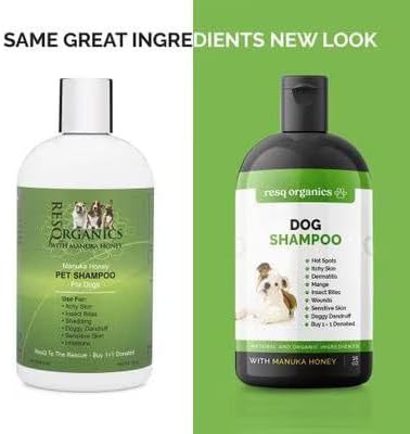 Hypoallergenic Dog Shampoo, Cleans and Soothes Dry Flakey Skin, Reduce Dandruff, Shedding, Calms Itching, Scratching, Organic Aloe & Manuka Honey Softens Fur Moisturizes and Deodorizes