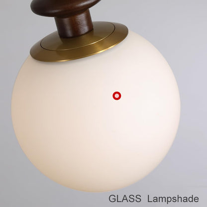 RXPVUXE Vintage Wood Wall Sconce Globe Glass Wall Lamp with Pull Chain Switch, Farmhouse Bedside Aisle Deco Lighting Fixture Retro Modern Wooden Wall Light for Living Room Hallway Stairs, E27