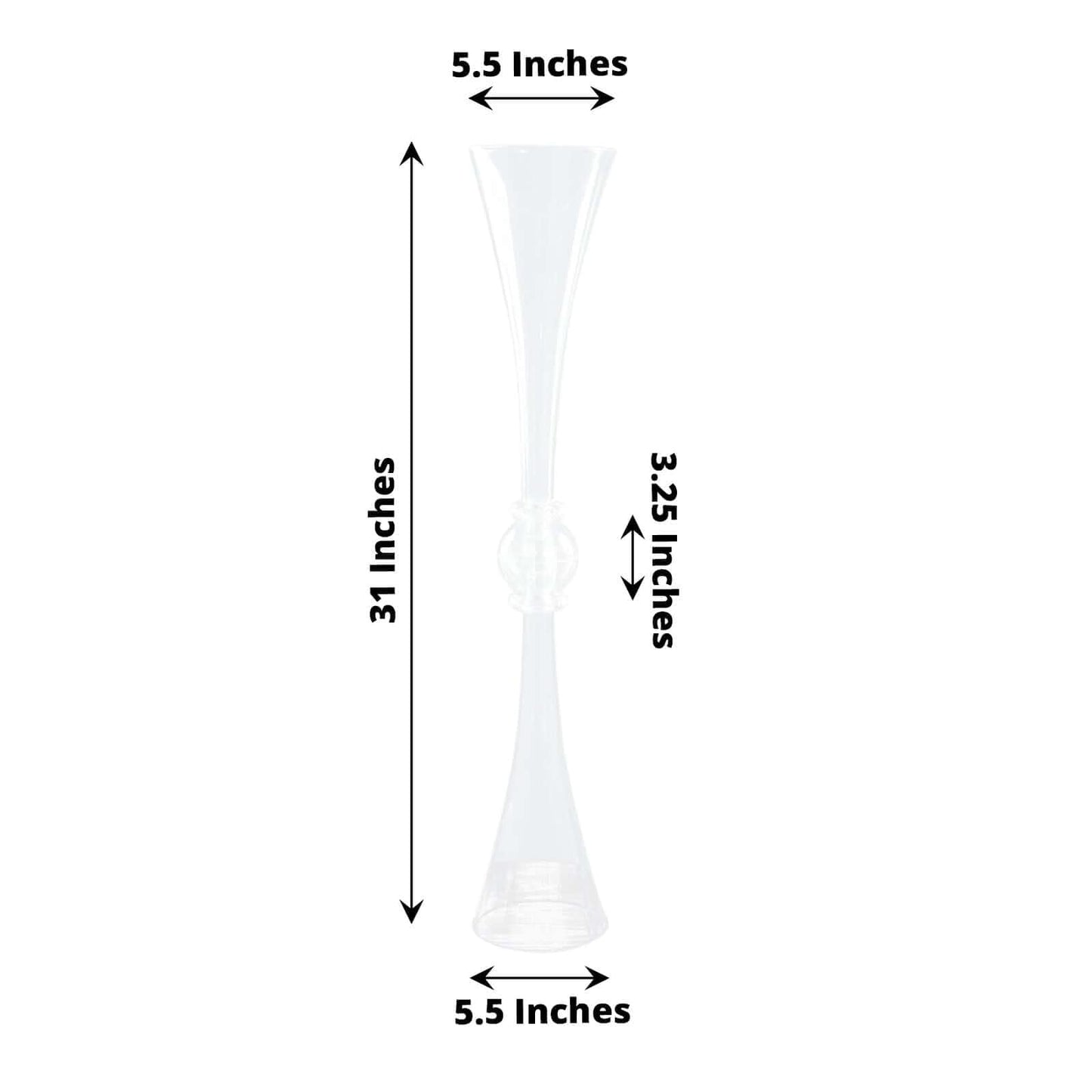 Efavormart 2 Pack | 31" Clear Crystal Embellishment Trumpet Table Centerpiece, Reversible Plastic Flower Vase