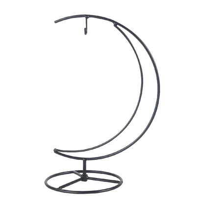 EPIGEIST Moon-shaped Iron Ornament Display Stand for Hanging Terrariums and Plant Pots Compact Desktop Decor Holder with Pendulum Style Contemporary Transparent Globe Display for Home