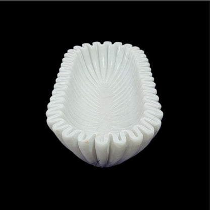 LE HOME DECOR Marble Ruffle Bowls Large Scalloped Decorative Centerpiece, Decorative bowl, White Marble Ripple Bowl, Handmade Scalloped Bowl, House warming gift, Table Decor Bowl 14" White