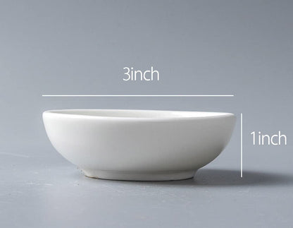 4pcs White Ceramic Seasoning Dishes Dipping Bowls Appetizer Plates,3 inch