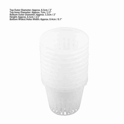 Hydroponic Net Cups, 10 Pack, 3 Inch, White, PP Plastic Mesh Pot Basket for Aeroponic Systems, Indoor and Outdoor Plant Growing
