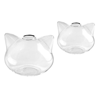 PRETYZOOM 2pcs Cat Shaped Glass Vase Hydroponic Plant Holder for Home Decor Cute Pink Cat Design Terrarium Container
