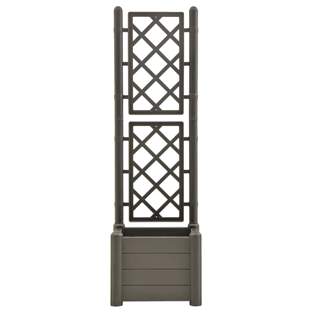 Garden Planter Anthracite, Decorative Polypropylene Pot with Trellis, Indoor Outdoor Use for Climbing Plants