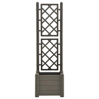 Garden Planter Anthracite, Decorative Polypropylene Pot with Trellis, Indoor Outdoor Use for Climbing Plants