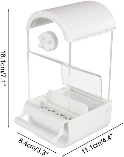 Automatic Bird Feeder with Perch, No Mess Transparent Parrot Food Dispenser for Small Medium Birds Parrots, Finches, Lovebirds, Canaries