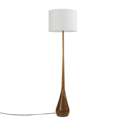 Globe Electric Novogratz x Globe Harrington 65" Floor Lamp, 2-Tone Faux Wood Base, White Fabric Shade, Socket Rotary Switch 67225