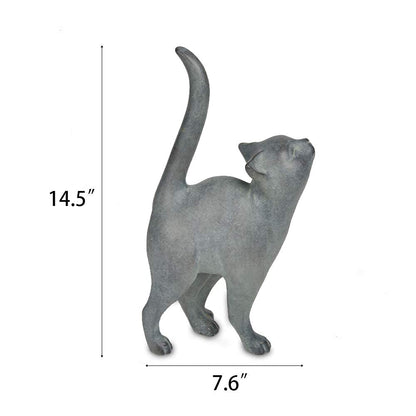 Newman House Studio Garden-Statues Cat-Figurines Home Garden Decor - Farmhouse Backyard Polyresin Kitten 7.6L x 4W x 14.5H inch