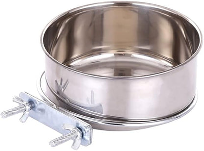 Stainless Steel Hanging Pet Bowls, Dog Crate Food and Water Bowl Metal Coop Cups with Clamp Holder, Detached Dog Cat Cage Kennel Bowl Feeder Dish for Dogs Cats Birds Ferret Rabbit and Small Animals