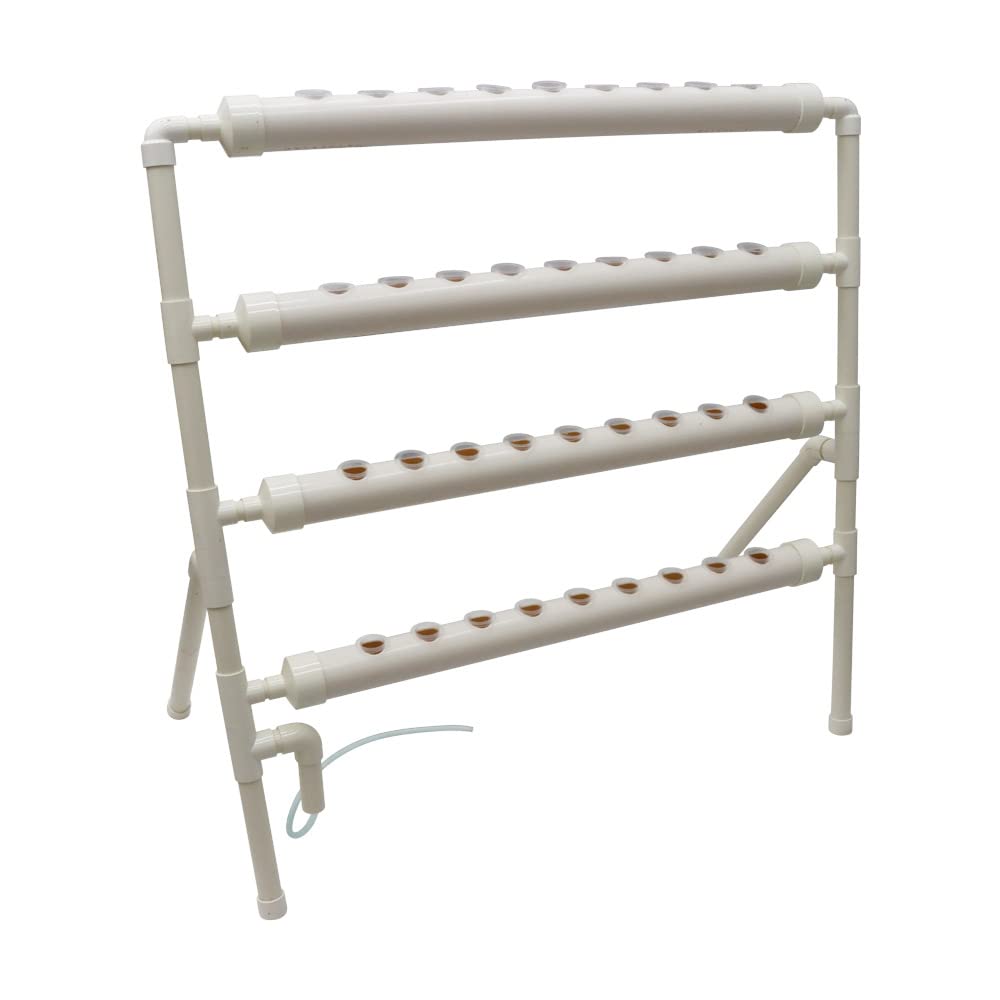 EQCOTWEA Wall-Mounted Hydroponic Grow Kit 36 Plant Sites Hydroponics Planting System 4 Food-Grade PVC Pipes Hydroponic Gardening Indoor System with 110V Well Pump,Planting Sponge,Hose
