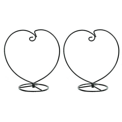 WOCTDTHW Ornament Display Stand Holder Iron Hanger for Chrismas Hanging Glass Globes (Love Shape 2 Pcs)