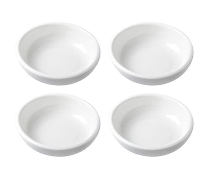 4pcs White Ceramic Seasoning Dishes Dipping Bowls Appetizer Plates,3 inch