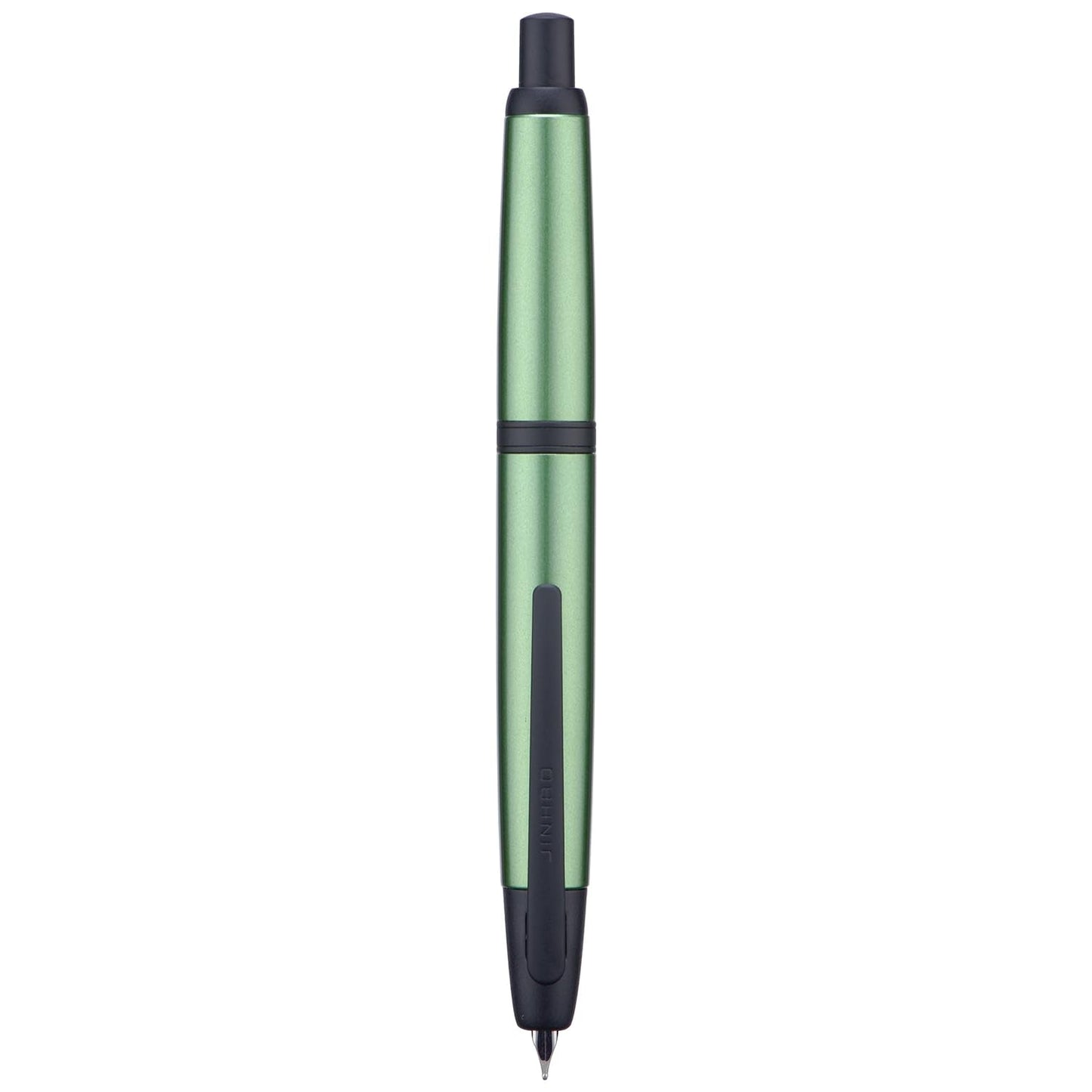 Jinhao 10 Press Fountain Pen with Box, Sea Pine Green Retractable Extra Fine Nib with Ink Converter Set (Black Clip)