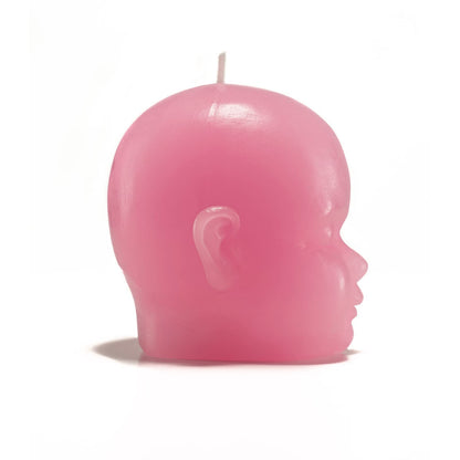 Pink Baby Head Skeleton Candle 4" H - Skeleton Shows When Burning, Burns for 4.5 Hours! - Weird Candle Gifts for Friends - by Gute - Goth Gifts, Goth Home Decor, Spooky Candles, Scary Novelty Candles