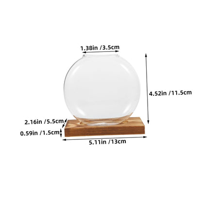 Artibetter 2pcs Hydroponic Glass Vase with Wooden Base, Hydroponic Plants Planter for Indoor Propagation, Home and Office Plant Terrarium Station