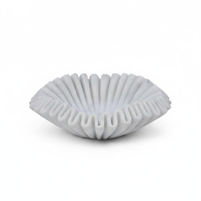 CRAFTFOBIA Marble Ruffle Bowl Handcrafted Decorative ScallopBowls - Antique Catchall Jewelry Dish Fruit Organizer for Home & Kitchen (6 inches)