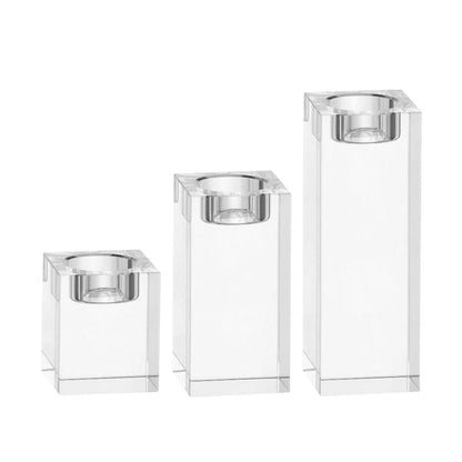 Cabilock Crystal Candlestick Cube Candle Holder Tealight Candle Holder Home Table Decor Romantic Table Centerpiece Ornament 1.96X1.96X3.14In