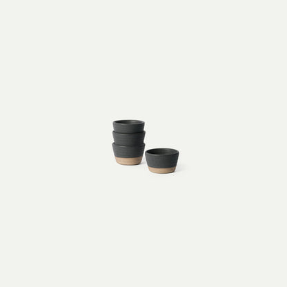 Mora Nano Ramekins Set of 4, 2oz Ceramic Pottery Sauce Cups - Microwave, Oven and Dishwasher Safe - Liquorice