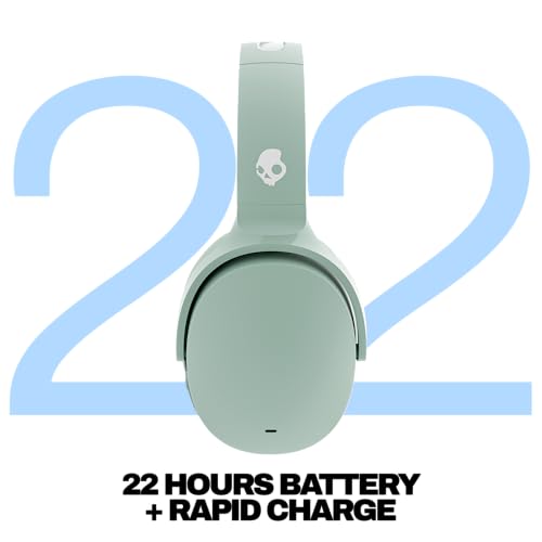 Skullcandy Hesh ANC Wireless Over-Ear Bluetooth Headphones, Active Noise Cancelling, Up to 22 Hrs Battery, Foldable Lightweight Design, Microphone for iPhone Android - Preppy Sage