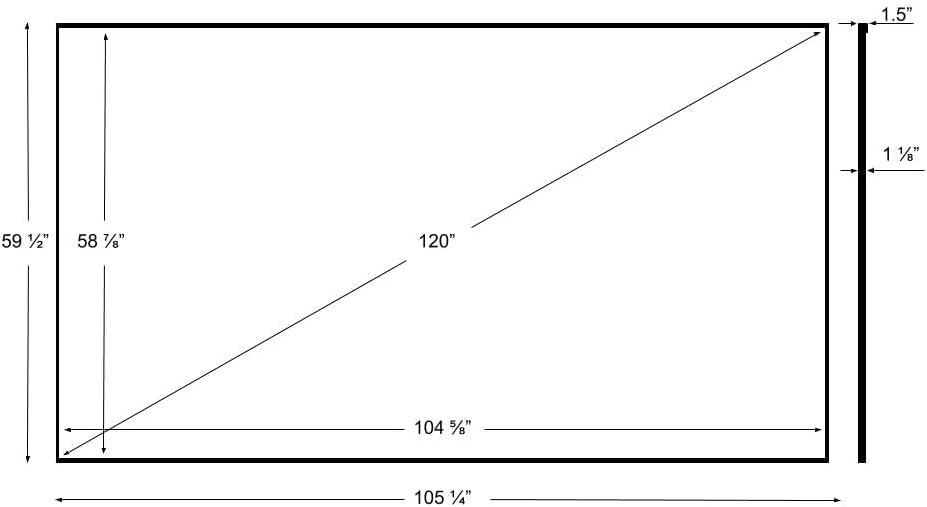 Silver Ticket Products S7 Series 6 Piece Thin Bezel Home Theater Fixed Frame 4K, 8K Ultra HD, HDTV, HDR, Active 3D Projection Screen, 16:9 Format, 120" Diagonal, UST ECLIPSE Material S7-169120-ECLIPSE