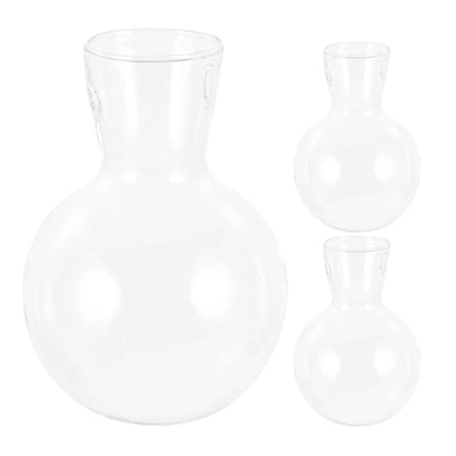 MINAOLULUS 3pcs High Borosilicate Glass Plant Pot with Wood Stand, Desktop Propagation Vase for Hydroponic Plants and Flowers, Glass Terrarium Planter for Home Décor