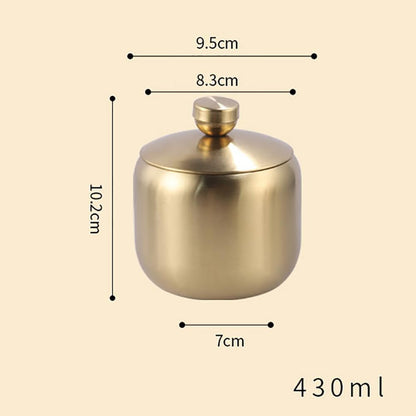 GSHLLO 15 oz Stainless Steel Sugar Bowl with Lid Spoon Round Sugar Jar Pot Salt Storage Holder Jars Kitchen Condiment Canisters Metal Seasoning Spice Containers for All Kinds of Spices Silver