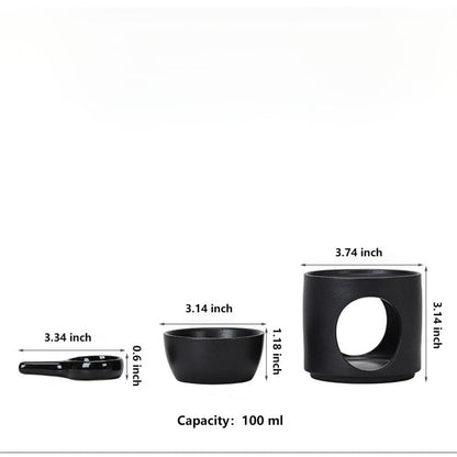 Warmself Hand Made Large Capacity Essential Oil Burner Wax Melt Burners, Aromatherapy Aroma Burner Ceramic Oil Diffuser Candle Tealight Holder Home Bedroom Decor-Black