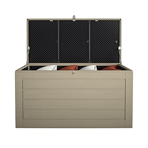 Cosco Outdoor Living 180 Gallon Patio Storage Box, Extra Large, Lockable Lid, Weather-Resistant, Tan/Brown