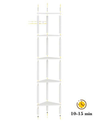 Apetaccat Corner Shelf, 6-Tier Corner Bookshelf, Narrow Display Shelf with Storage Rack,Wood Corner Book Shelf for Living Room, Bedroom, Office, White