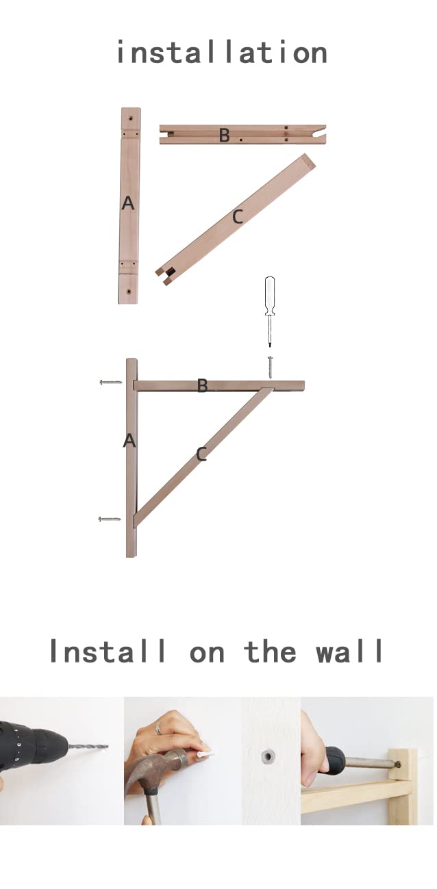 PRIADE Wall Mounted Wood Bracket for Hanging Sconce Pendant Lamp Kits, Planters, Lanterns, Wind Chimes, 12 Inch Floating Shelves Bracket, Set of 2 (Black)