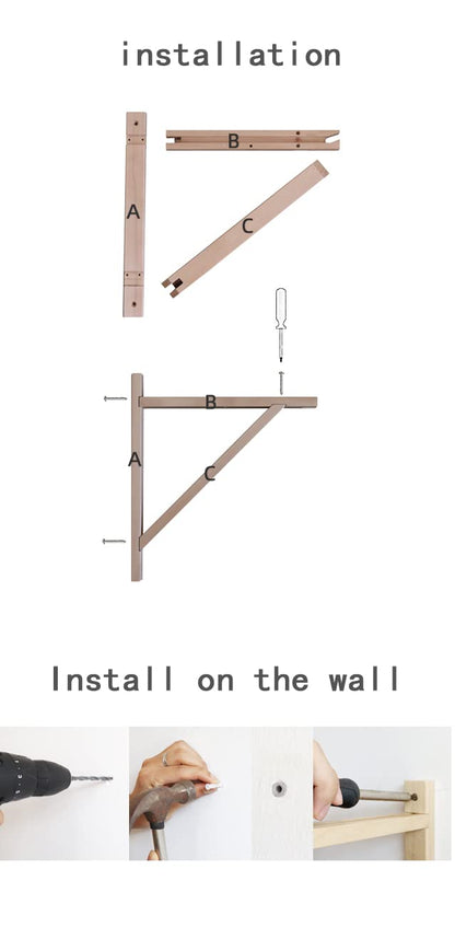 PRIADE Wall Mounted Wood Bracket for Hanging Sconce Pendant Lamp Kits, Planters, Lanterns, Wind Chimes, 12 Inch Floating Shelves Bracket, Set of 2 (Black)