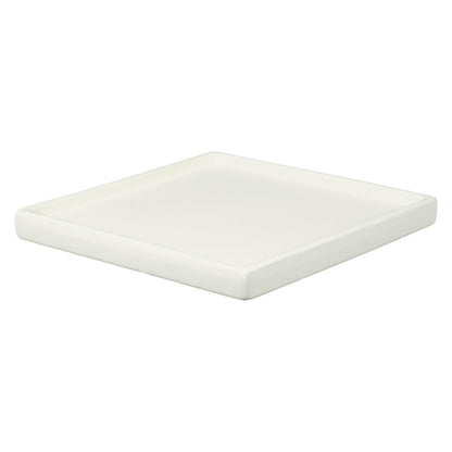 YELARXI 7.5 Inch Ceramic Plant Saucers, Square Flower Planter Water Trays Ceramic Plant Saucer Pot Tray -Fitting for (Outdoor/Indoors/Garden/Planting/Water/Flower/Coffee) Beige