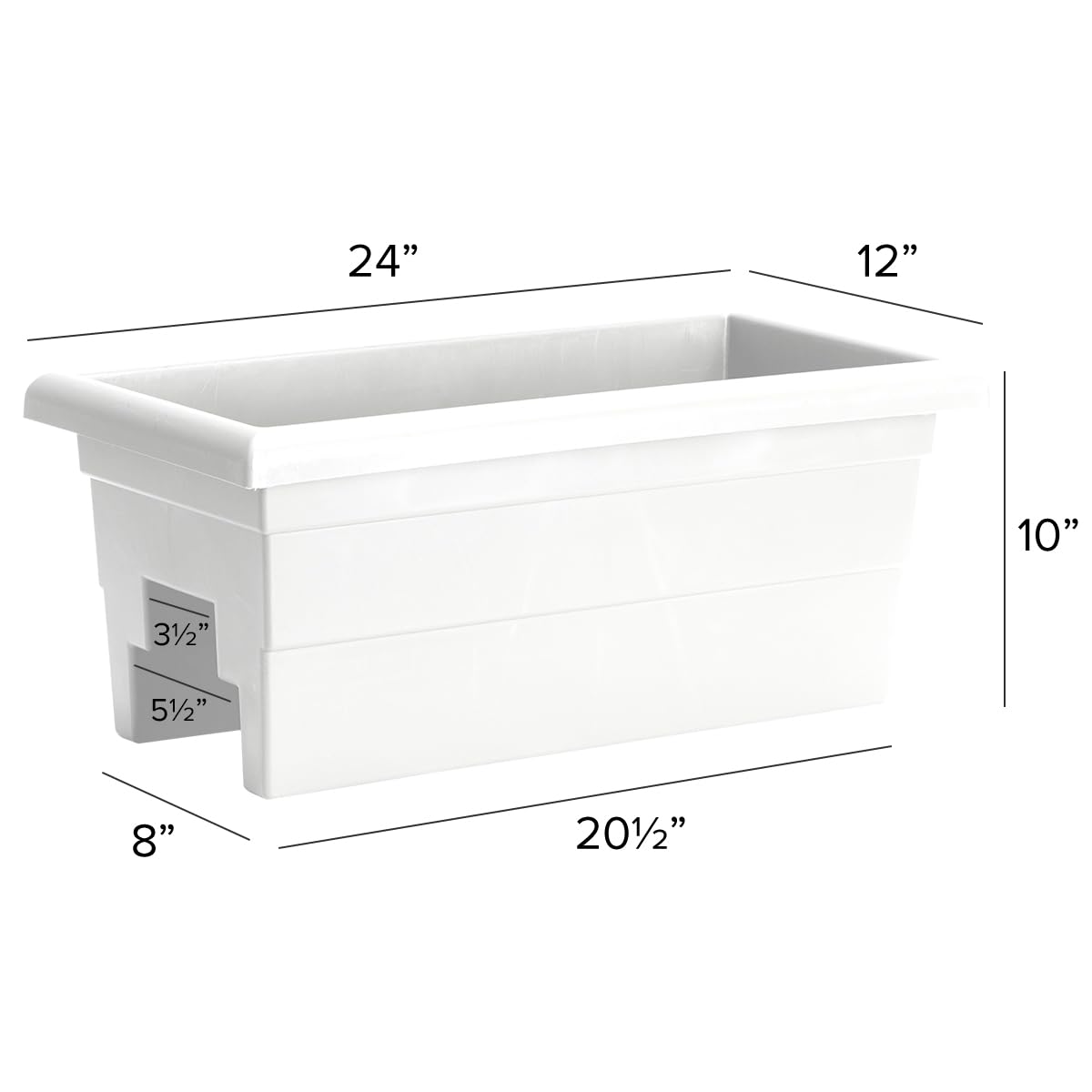 Root & Vessel Countryside Rail Planter, White, 24"