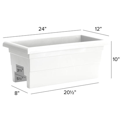 Root & Vessel Countryside Rail Planter, White, 24"