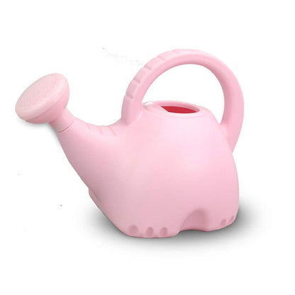 LOYUYU 0.4 Gallon Plastic Watering Can Small Lightweight Cute Indoor Outdoor Garden Plants, Watering Can with Shower Head Elephant: Pink