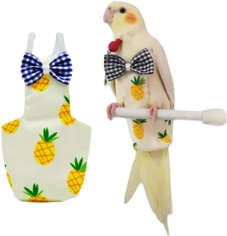 Bird Flight Suit Diapers for Monk Parakeets, Cockatiels - Parrot Clothes, Training Nappy Suit Liners (Small, Yellow-C)