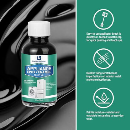 Appliance Touch Up Paint Black Appliance Paint Enamel High-Gloss Black Touch Up Paint Pen Scratch Repair for Appliances Refrigerators Metal Surfaces Dishwasher Dryer Microwave Washers 1.5oz
