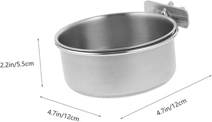 POPETPOP Stainless Steel Hanging Pet Bowl for Birds Cats Dogs Resistant Coop Cup Easy to Install Dishwasher for Cages and Crates